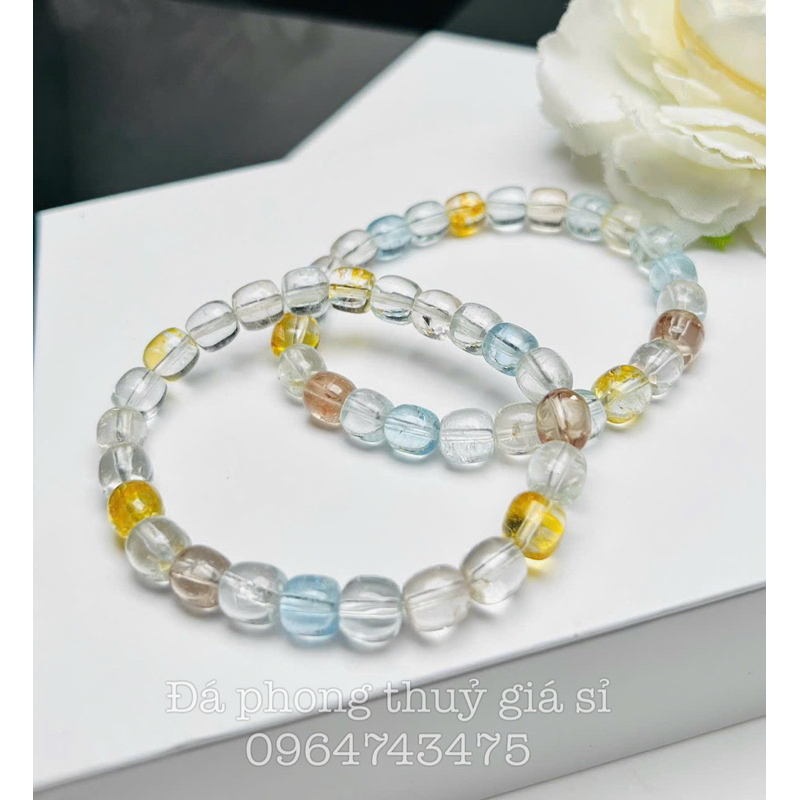 Vòng tay lu thống đá topaz siêu đẹp mịn vip hàng kiểm định kèm hộp