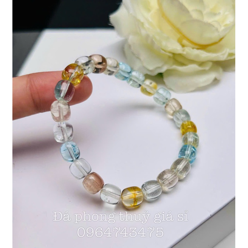 Vòng tay lu thống đá topaz siêu đẹp mịn vip hàng kiểm định kèm hộp