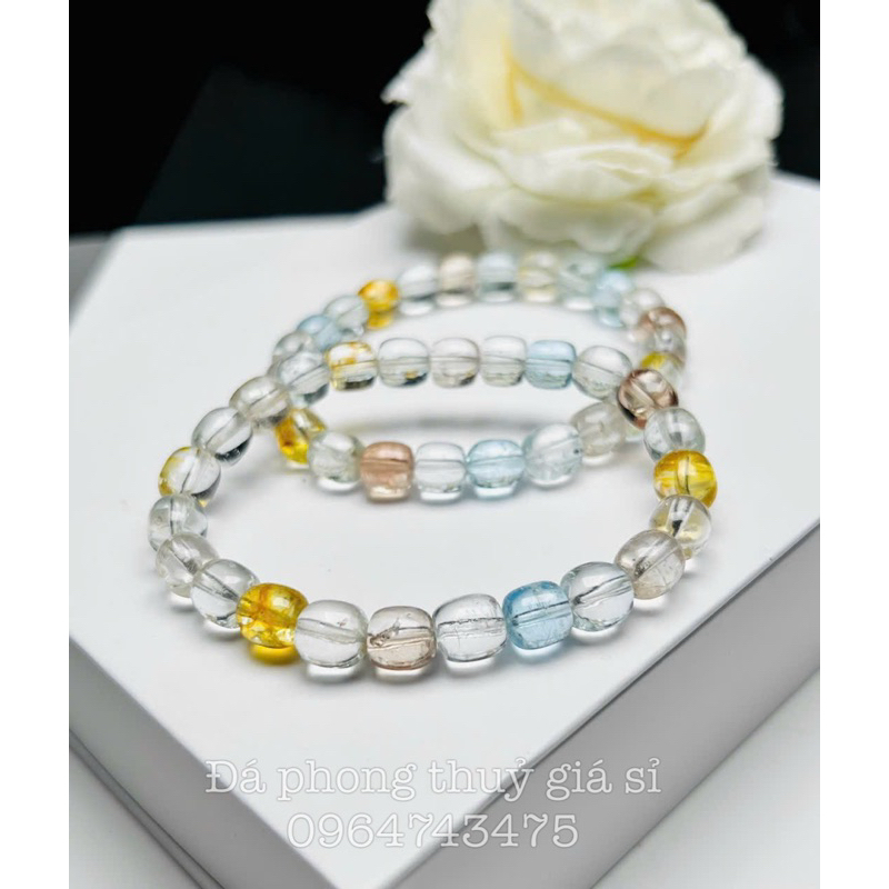 Vòng tay lu thống đá topaz siêu đẹp mịn vip hàng kiểm định kèm hộp