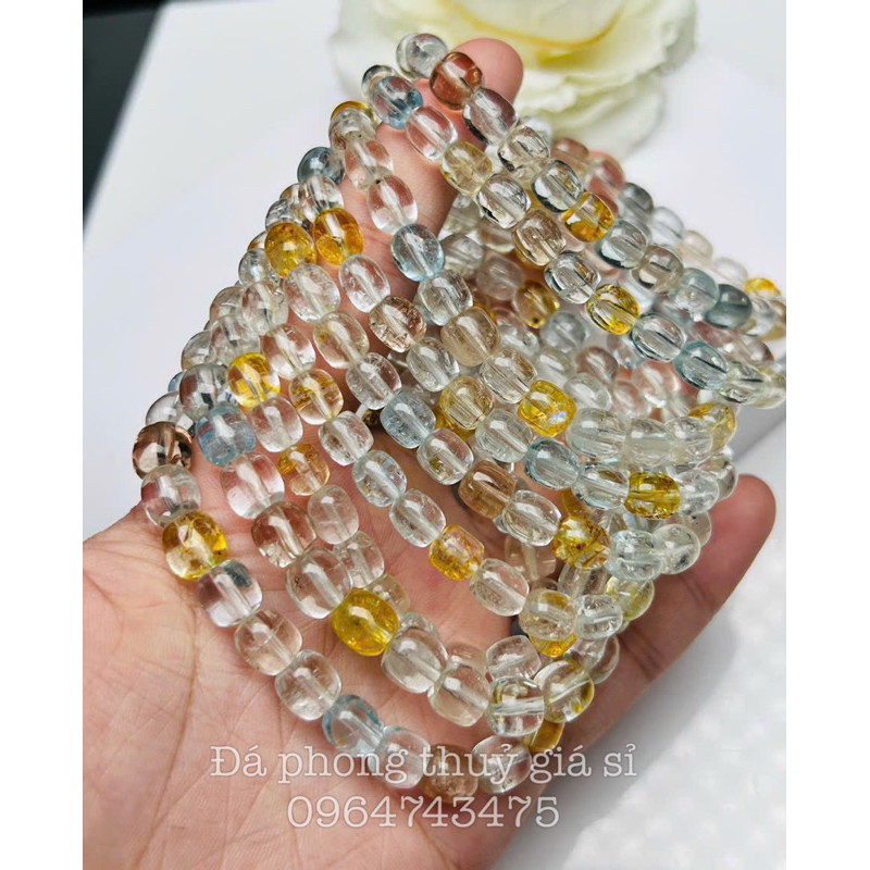 Vòng tay lu thống đá topaz siêu đẹp mịn vip hàng kiểm định kèm hộp