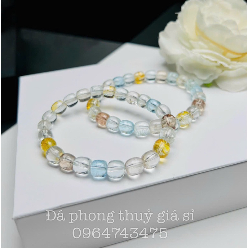 Vòng tay lu thống đá topaz siêu đẹp mịn vip hàng kiểm định kèm hộp