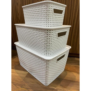 Giỏ nhựa có nắp 3 size việt nhật, giỏ đựng đồ đa năng tiết kiệm không gian phòng khách, rổ nhựa đựng đồ có nắp đậy