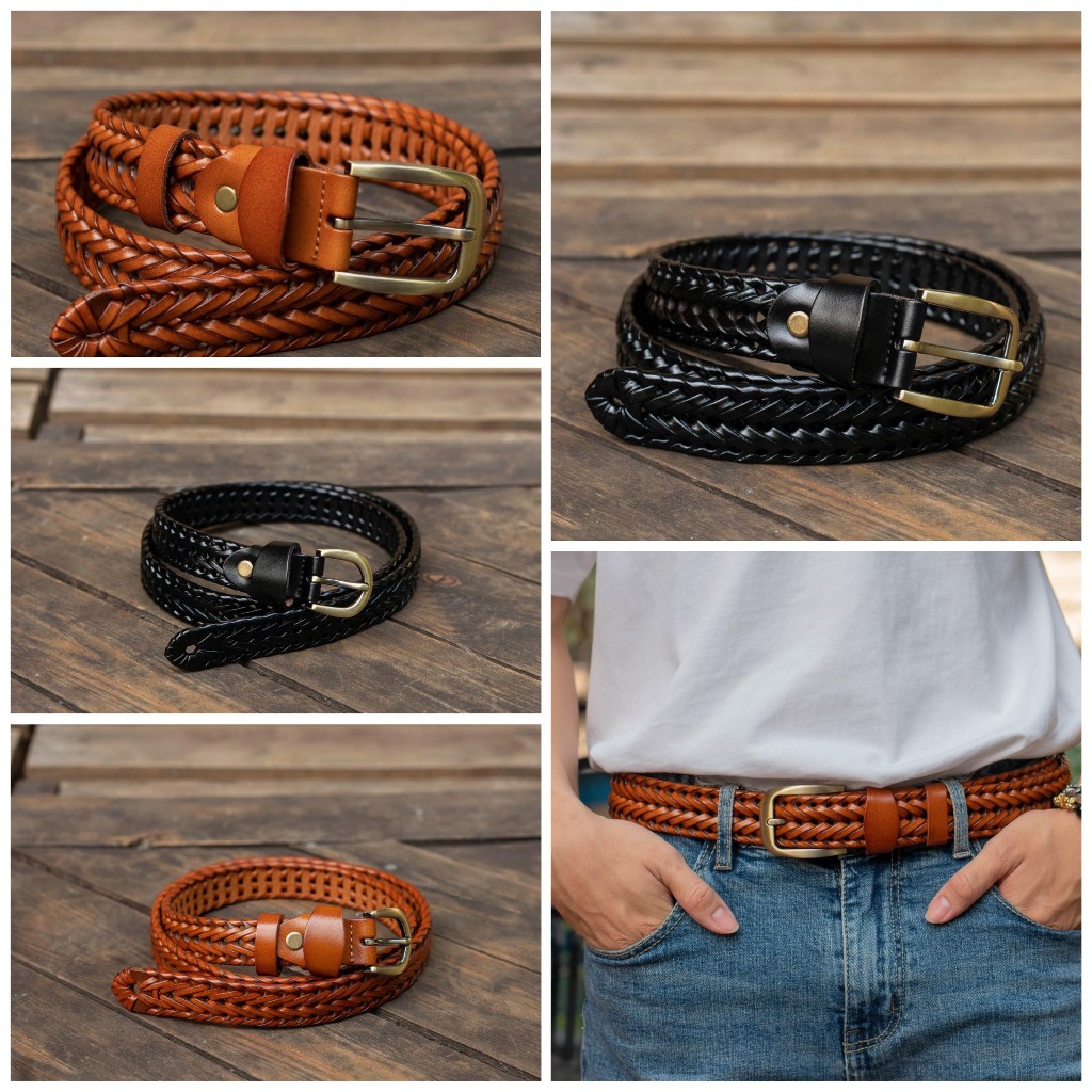 Thắt Lưng Da Bò Đan Chéo