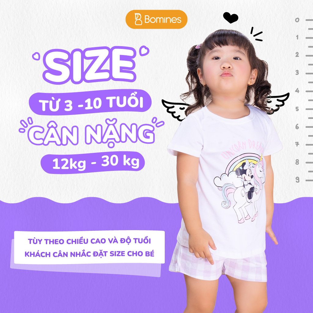 Đồ bộ bé gái Hello Kitty Minnie BOMINES quần ngắn mùa hè cho bé 3- 10 tuổi, 12- 30kg DBSBGKITTYUNICORN