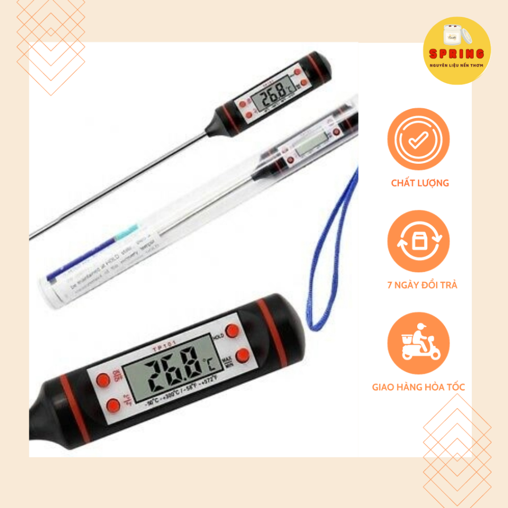 Nhiệt kế điện tử đa năng - dụng cụ đo nhiệt độ chất lỏng, chịu được nhiệt độ cao
