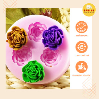 Khuôn silicon 3 bông hoa hồng nhỏ