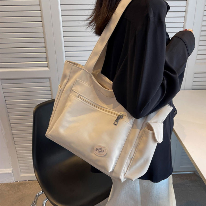 Túi tote có khóa kéo GENBAG túi tote đi học đeo vai vải canvas đựng đồ đa năng thời trang TT05