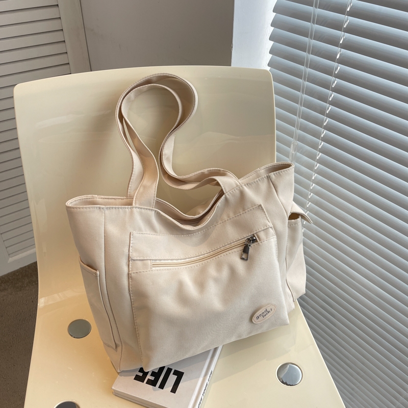 Túi tote có khóa kéo GENBAG túi tote đi học đeo vai vải canvas đựng đồ đa năng thời trang TT05