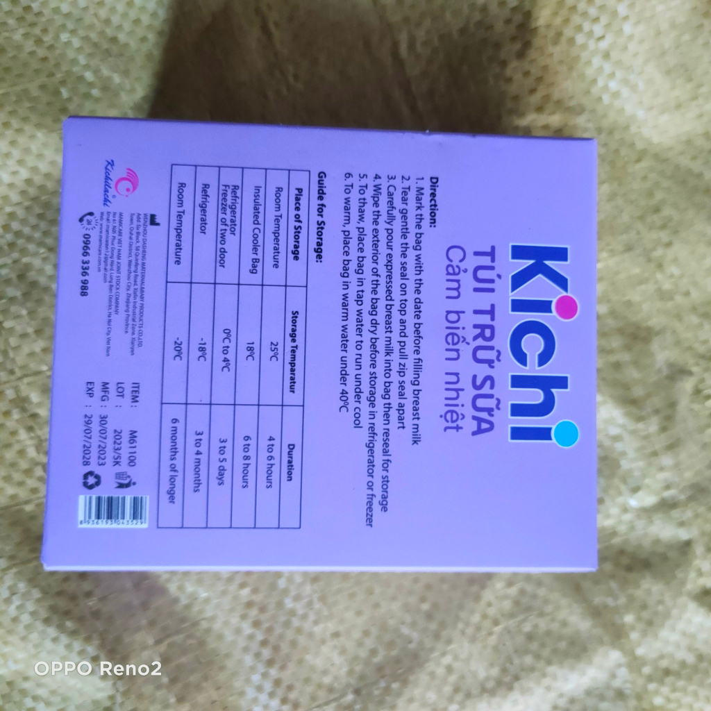 HỘP 30 Túi Trữ Sữa 100ml Kichilachi hàng chính hãng