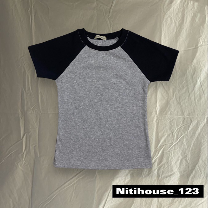 Áo thun form ôm tay phối babytee raplan ragplan