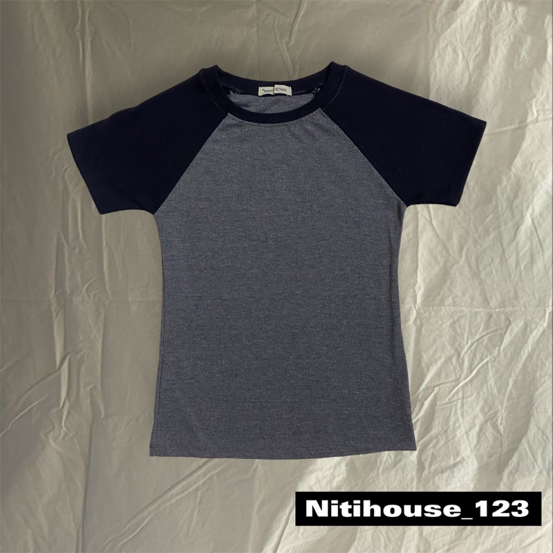 Áo thun form ôm tay phối babytee raplan ragplan