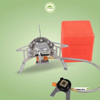 Bếp ga mini tam giác gấp gọn chuyên dùng cho bình ga mini, bếp ga cao cấp kèm hộp đựng đi cắm trại - Mê Campingg