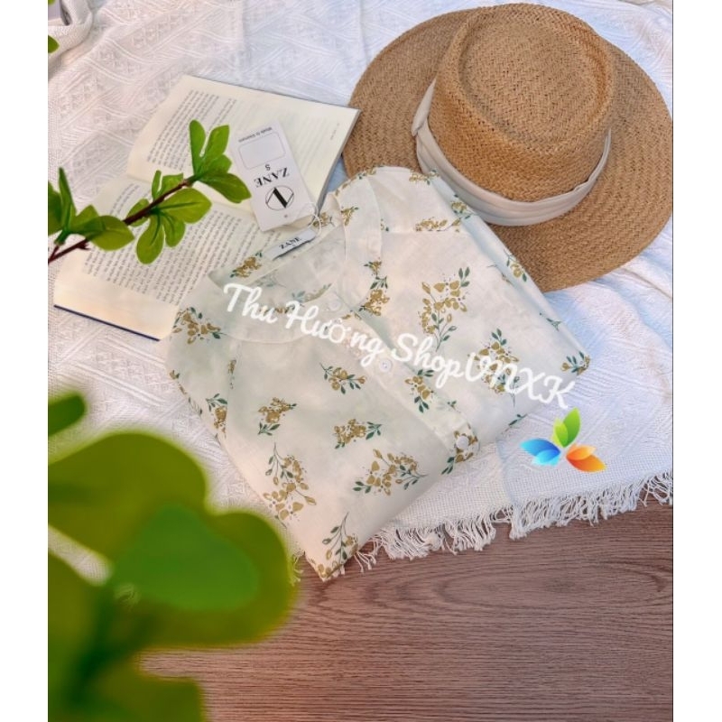 Áo sơ mi dài tay cổ trụ hoa Z .N .