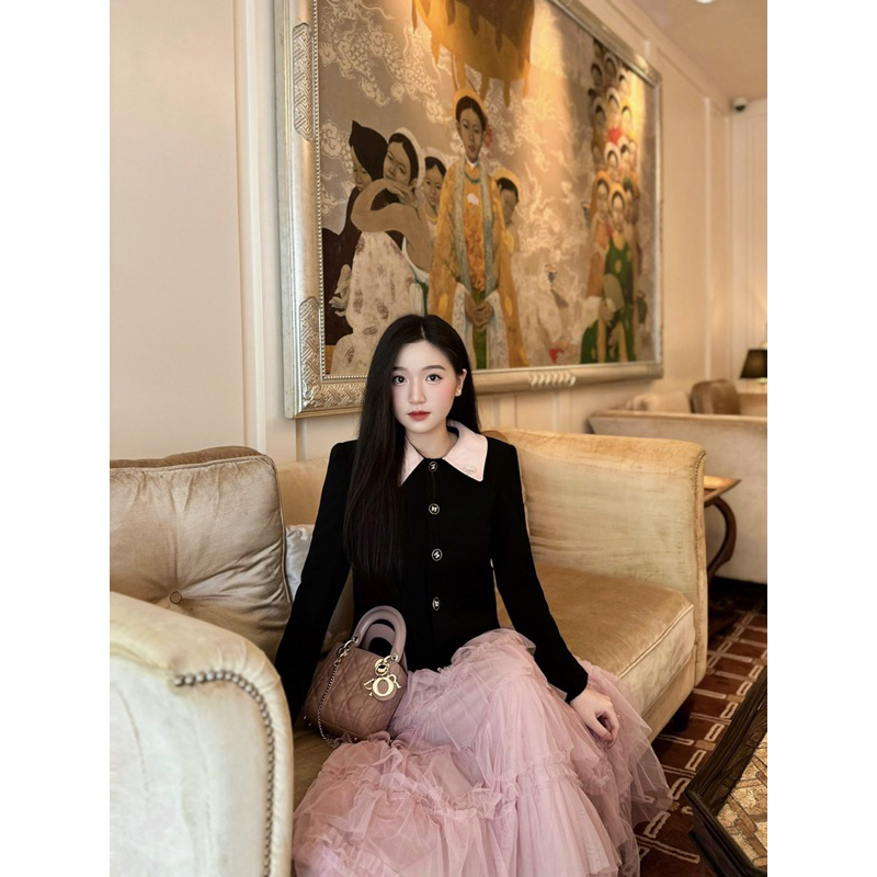 Kitty Coat - áo khoác phối màu cúc nơ thiết kế DTM