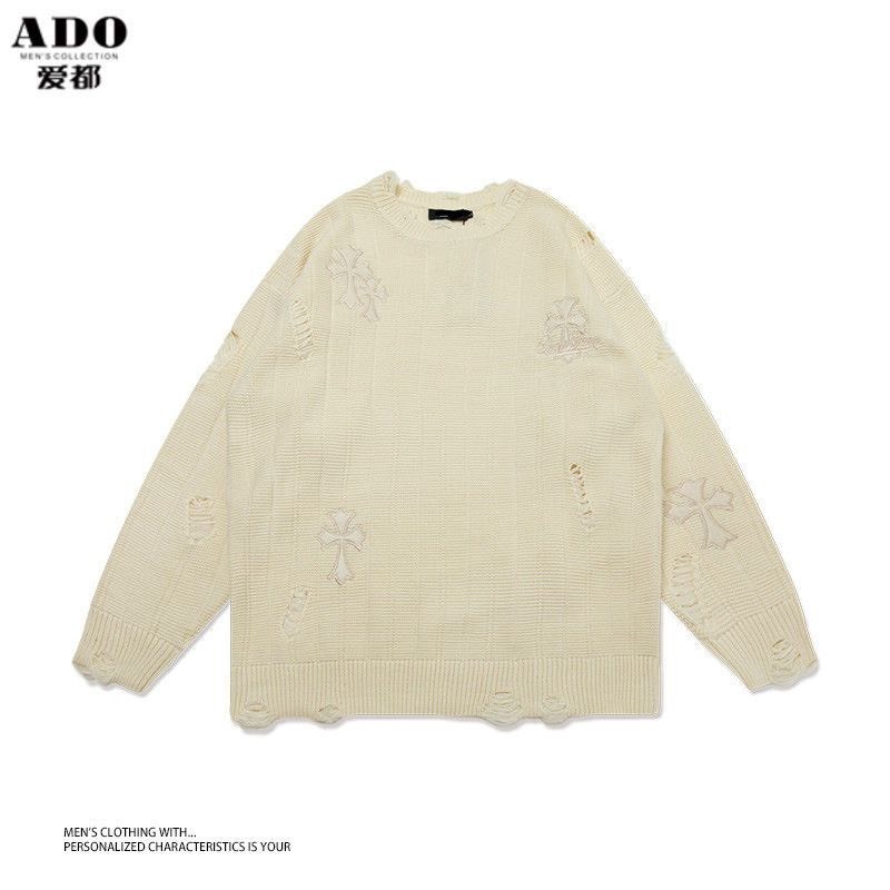 Áo Len Sweater Basic Unisex Nhiều Màu Họa Tiết Rách Thời Trang Thu Đông 2023