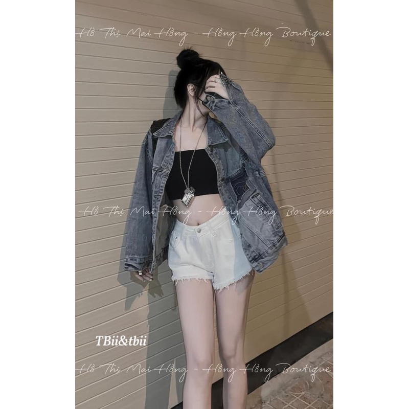 Áo khoác jean túi chữ hot hit qcl1