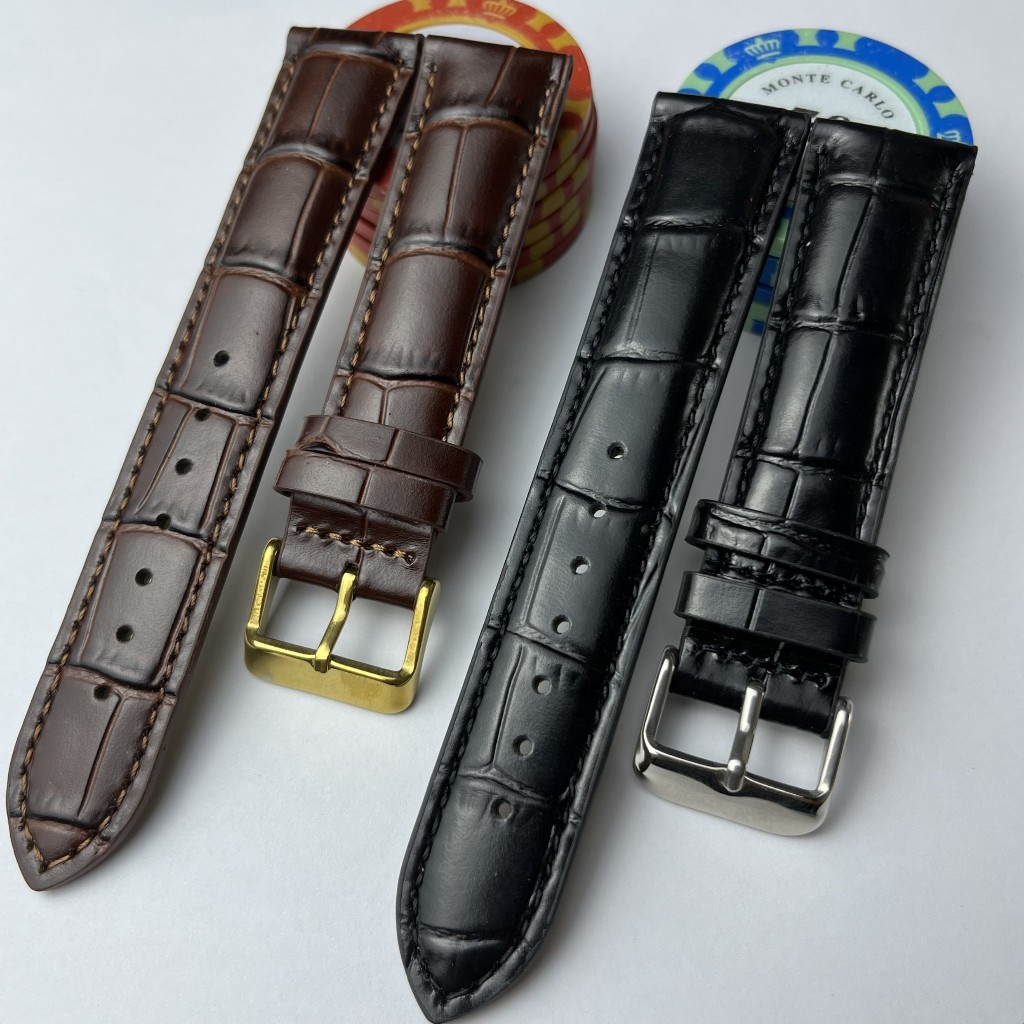 Dây da đồng hồ nam da bò thật hai mặt size 14mm 16mm 18mm 19mm 20mm 21m 22mm 19 21 dây đồng hồ khóa bướm khóa gài