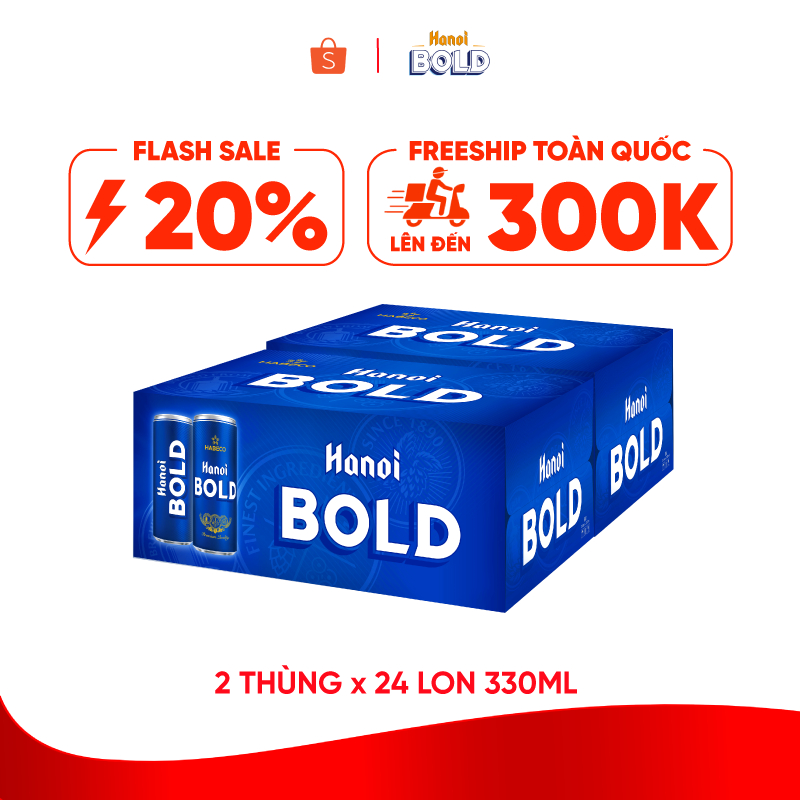 HỎA TỐC HÀ NỘI - COMBO 2 Thùng 24 lon Bia Hanoi BOLD – HABECO (330ml/lon)