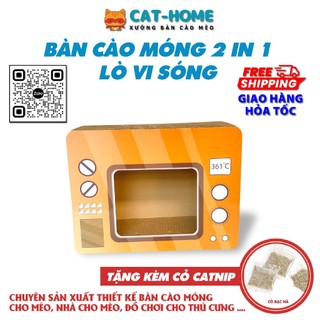 Bàn cào móng kết hợp nhà ngủ cho mèo hình Lò Vi Sóng
