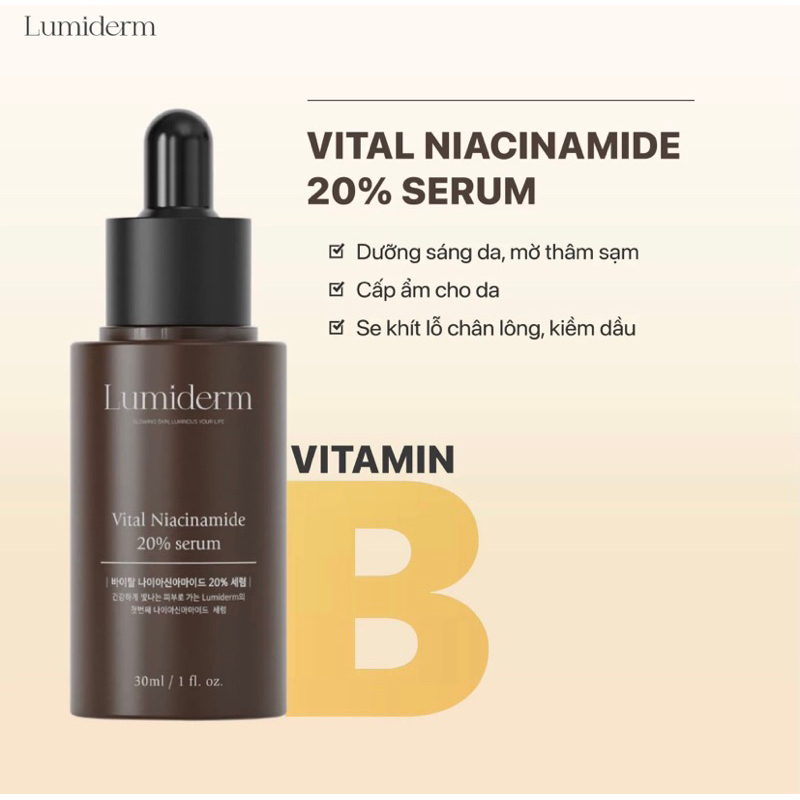 (Hàng công ty có tem phụ) Serum Dưỡng Trắng Niacinamide B3 20% Lumiderm
