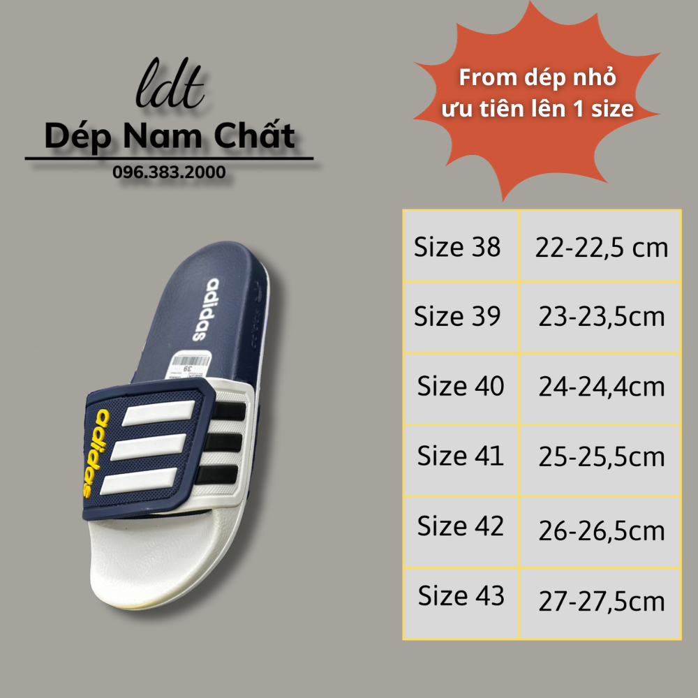 Dép nam adidas quai dán - Dép quai ngang nam Mẫu mới 2023 Chất liệu cao su quai dán thời trang nhiều màu