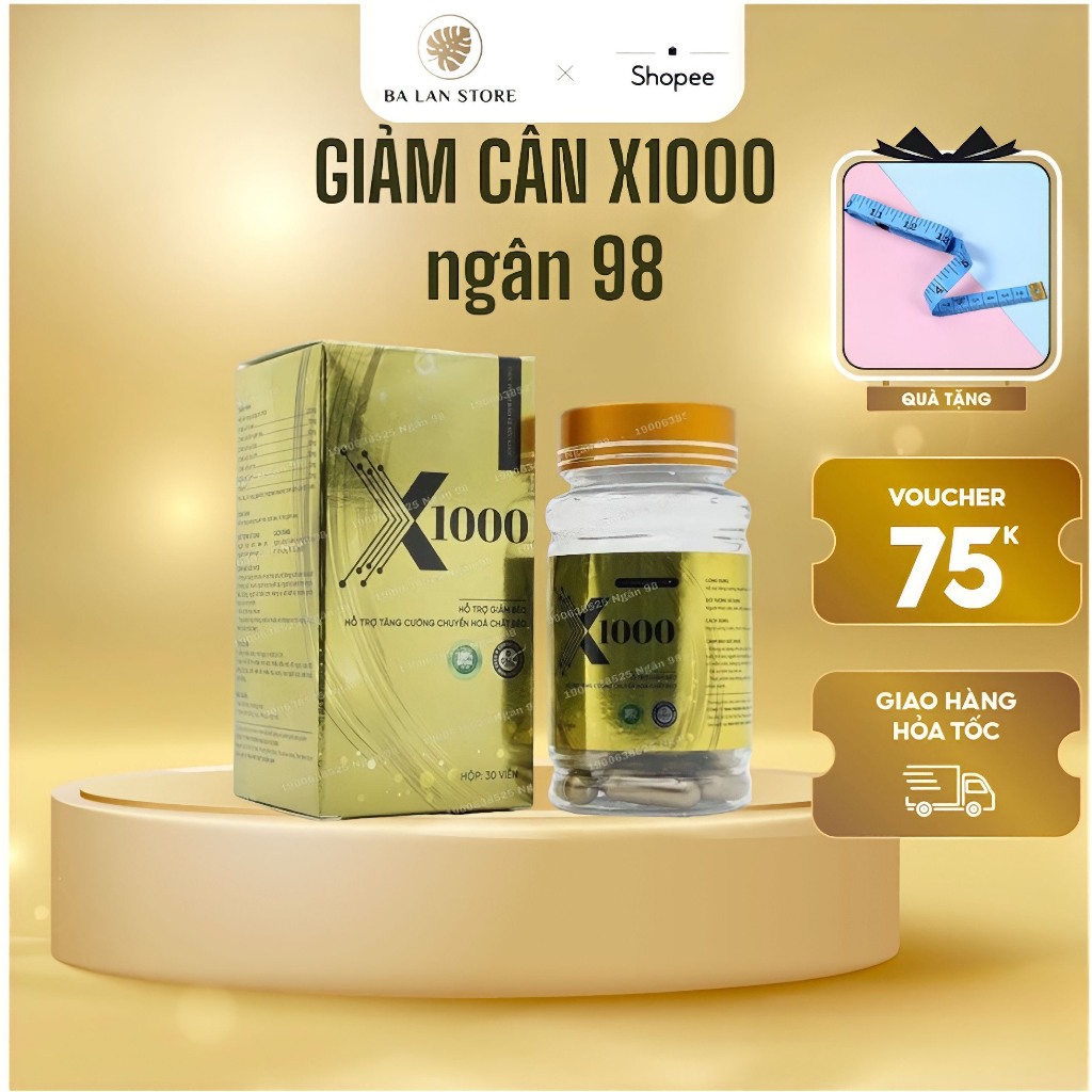 Giảm cân X1000 Ngân 98 chính hãng Hỗ trợ Tan mỡ bụng chuyển hoá chất béo