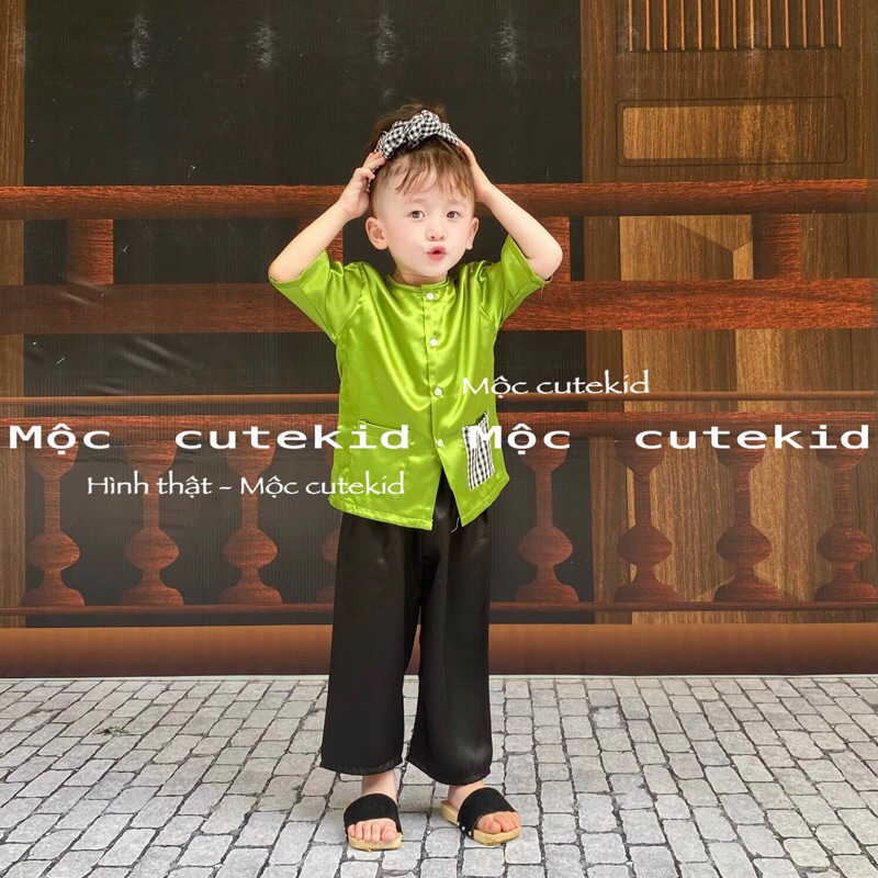 Bộ bà ba cho bé  - túi caro  - set đồ cho bé đi chơi, bộ quần áo đi chơi Lễ Hội cho bé