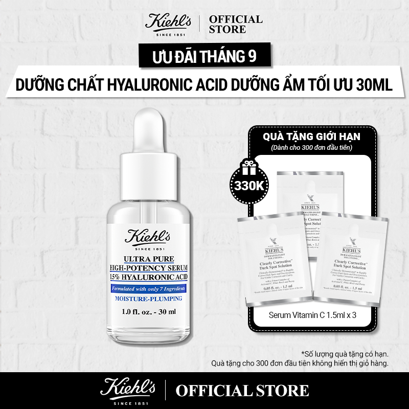 Tinh chất dưỡng ẩm tối ưu Kiehl's Ultra Pure High-Potency Serum 1.5% Hyaluronic Acid 30ML