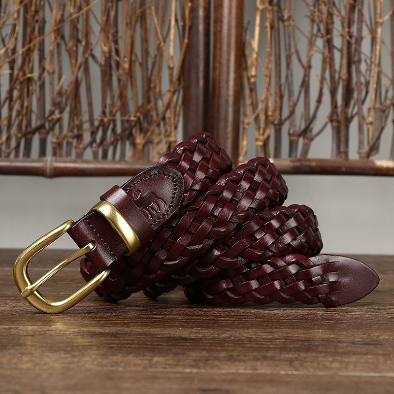 Thắt Lưng Da Bò Đan Chéo Cao Cấp