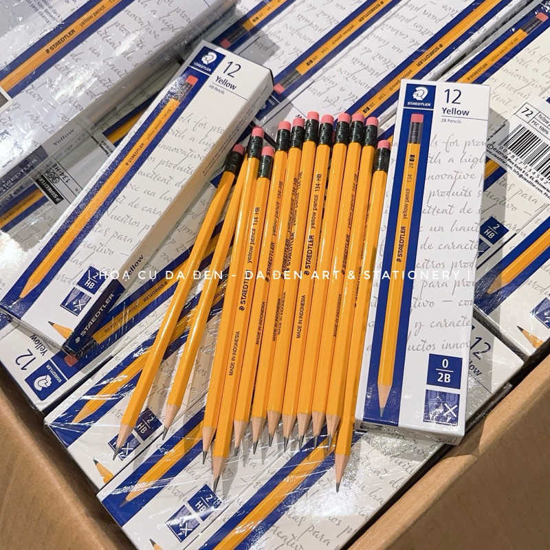 Hộp 12 Bút Chì Staedtler 134 Vàng Đầu Gôm Chính Hãng