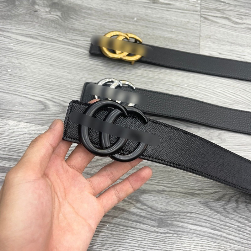 Thắt lưng da nam da PU trơn may viền mặt đúc chữ logo 3 màu đen bạc vàng cao cấp TL06P