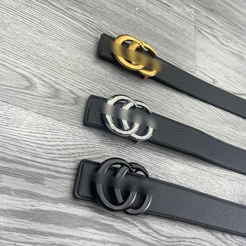 Thắt lưng da nam da PU trơn may viền mặt đúc chữ logo 3 màu đen bạc vàng cao cấp TL06P