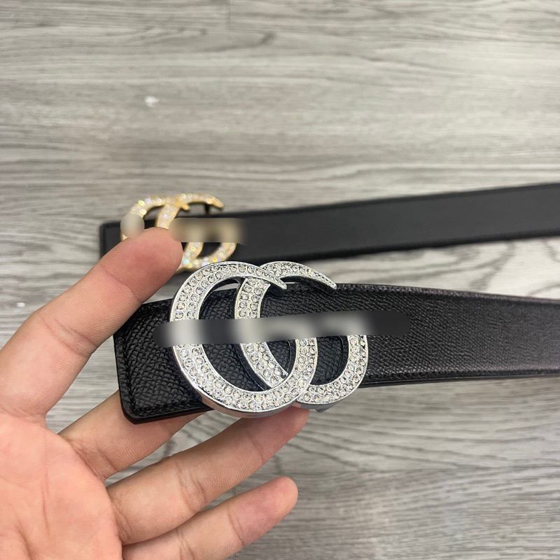 Thắt lưng da nam da PU dây đen sần mặt đúc chữ đính đá vàng bạc kiểu dáng đơn giản sang trọng TL12P