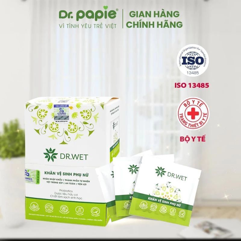 Khăn Vệ Sinh Phụ Nữ DR.WET(Hộp 25 gói)