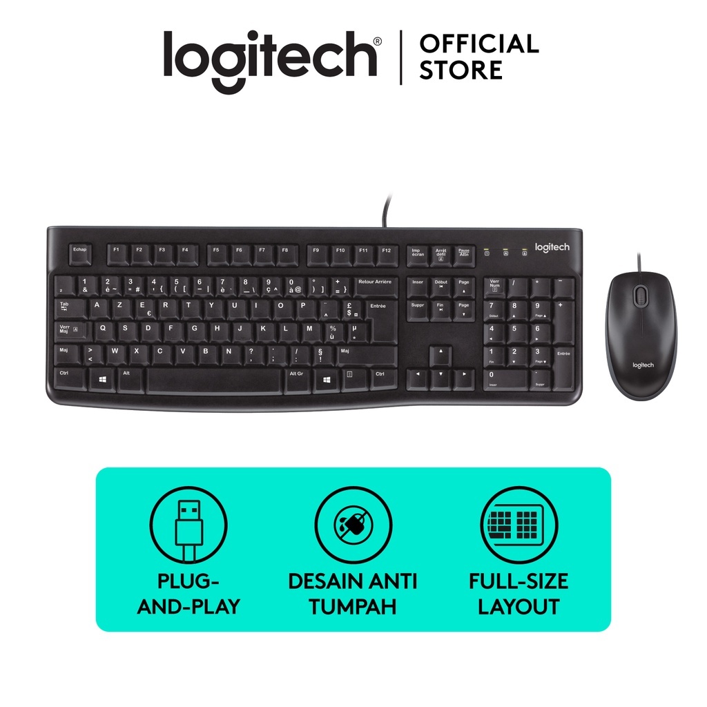 Bộ Bàn phím Và Chuột Có Dây Logitech MK120 - Hàng Chính Hãng