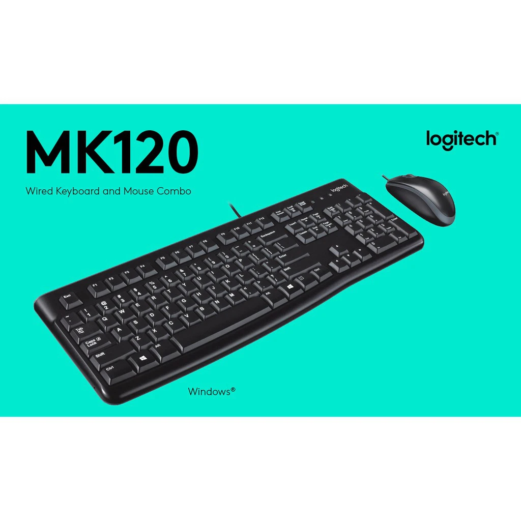 Bộ Bàn phím Và Chuột Có Dây Logitech MK120 - Hàng Chính Hãng