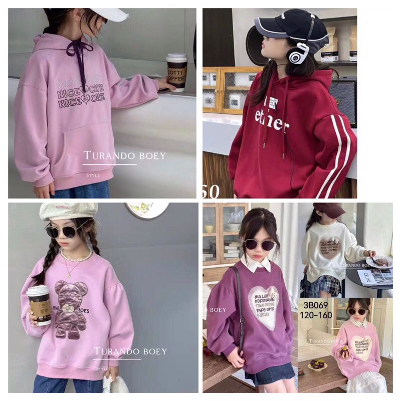 Áo nỉ bé gái từ 18-50kg