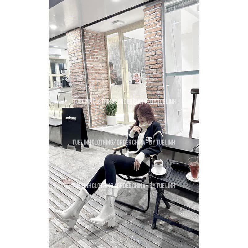 Áo len mềm mịn cổ cao khóa 2 đầu thêu X 2 màu