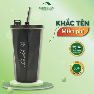 Bình giữ nhiệt cao cấp tyeso wonder 600ml, cốc giữ nhiệt ly có ống hút