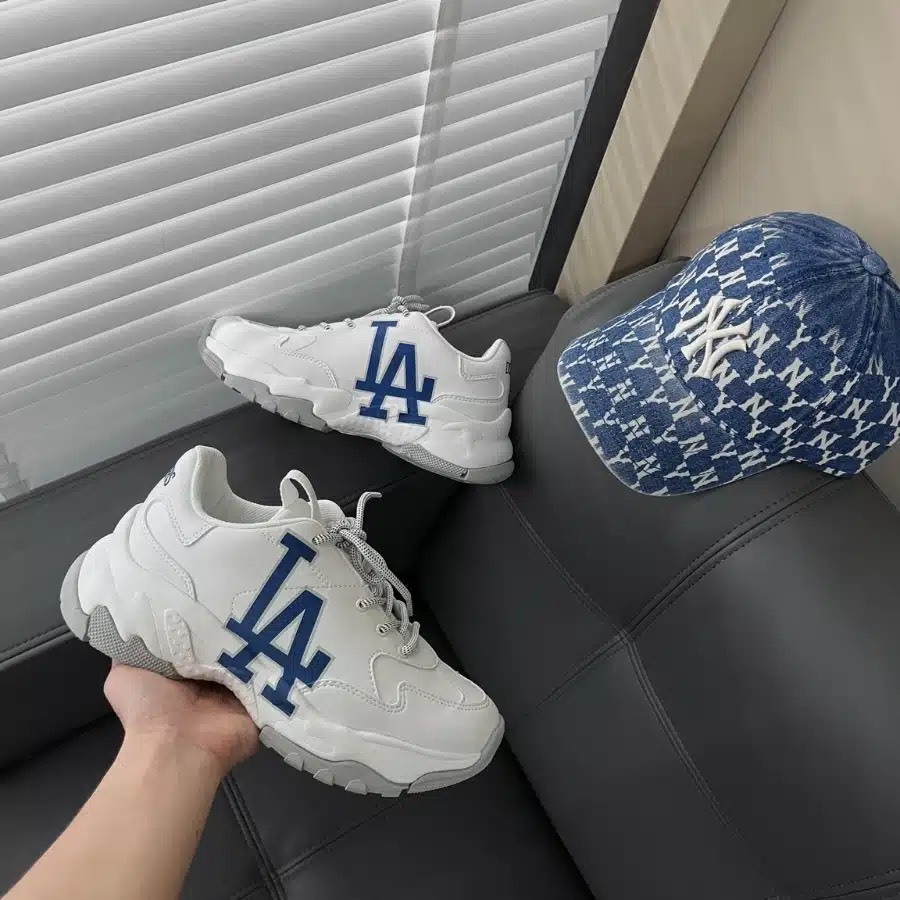 Giày MLB Chunky LA Dodgers, Giày Thể Thao Dodgers Xanh Nam Nữ Da Bò Đế Độn 2 Lớp Cao Cấp Full Box Bill Size