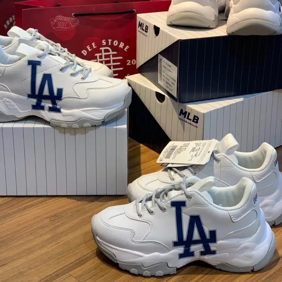 Giày MLB Chunky LA Dodgers, Giày Thể Thao Dodgers Xanh Nam Nữ Da Bò Đế Độn 2 Lớp Cao Cấp Full Box Bill Size