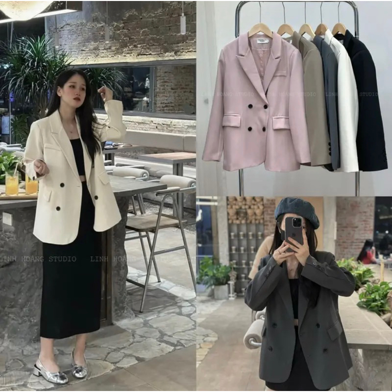 Áo khoác blazer Boiling phong cách hàn cổ vest BL28