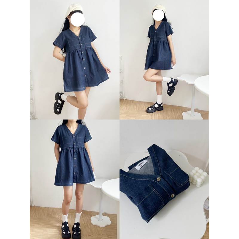 Đầm babydoll denim Lilac 18made ✿ 𝐁𝐲 𝐄𝐢𝐠𝐡𝐭𝐞𝐞𝐧 𝐀𝐠𝐚𝐢𝐧