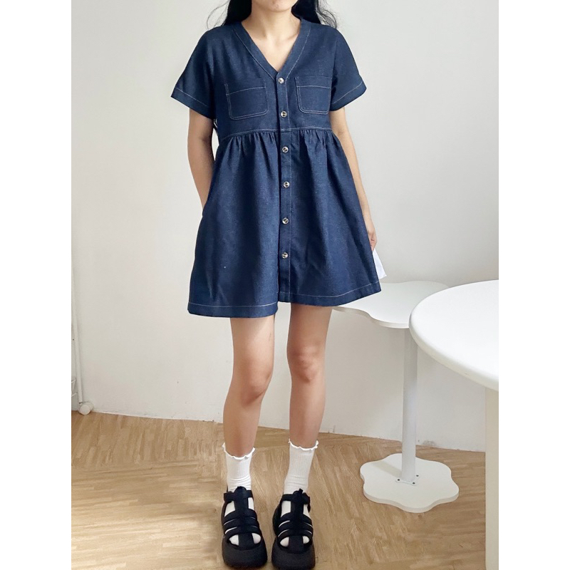 Đầm babydoll denim Lilac 18made ✿ 𝐁𝐲 𝐄𝐢𝐠𝐡𝐭𝐞𝐞𝐧 𝐀𝐠𝐚𝐢𝐧