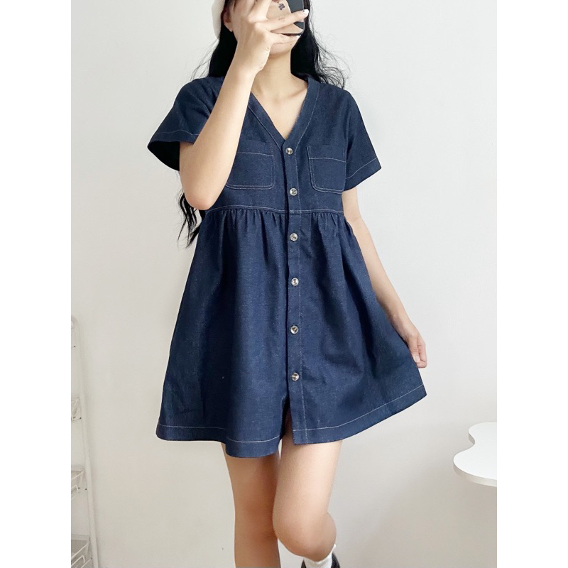 Đầm babydoll denim Lilac 18made ✿ 𝐁𝐲 𝐄𝐢𝐠𝐡𝐭𝐞𝐞𝐧 𝐀𝐠𝐚𝐢𝐧