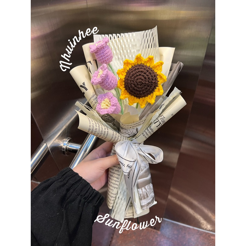 [HOA LEN] Bó hoa len hướng dương linh lan handmade