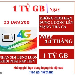 Hot sim 4g viettel miễn phí 1 năm 12umax90 truy cập không giới hạn data tốc độ cao