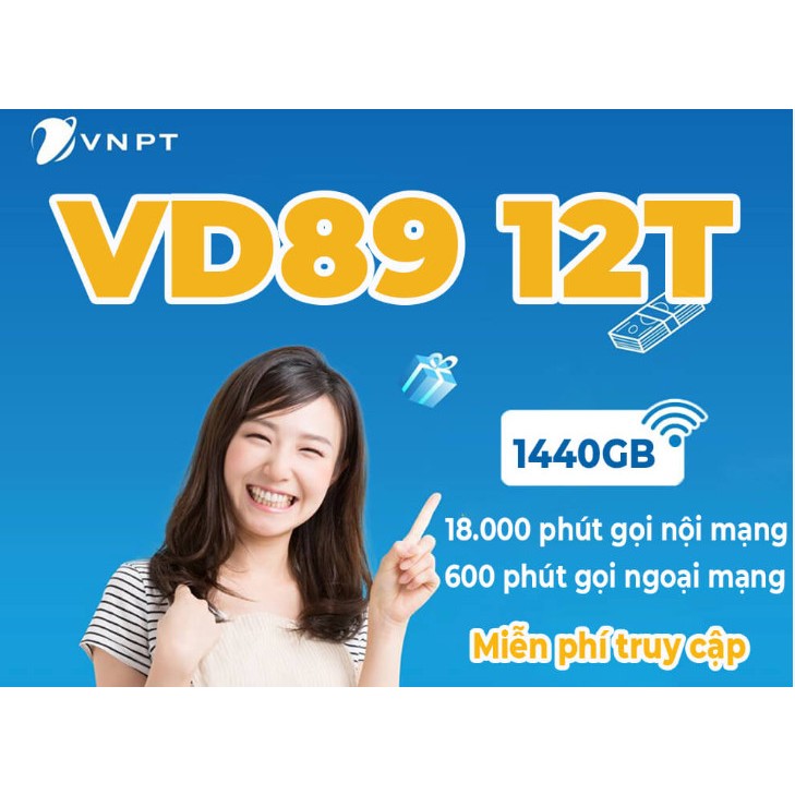 SIM VINAPHONE GV89 12T Tặng 4GB/ngày, 1500 Phút Nội Mạng/Tháng, 50 Phút Ngoại Mạng/Tháng