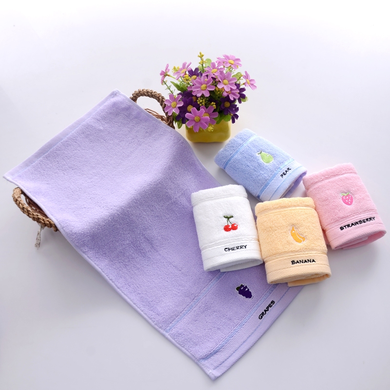 Khăn Mặt Cho Bé Thêu Họa Tiết Trái Cây Size 25x50cm, Chất Liệu Cotton Cao Cấp,Thấm Hút Tốt A162