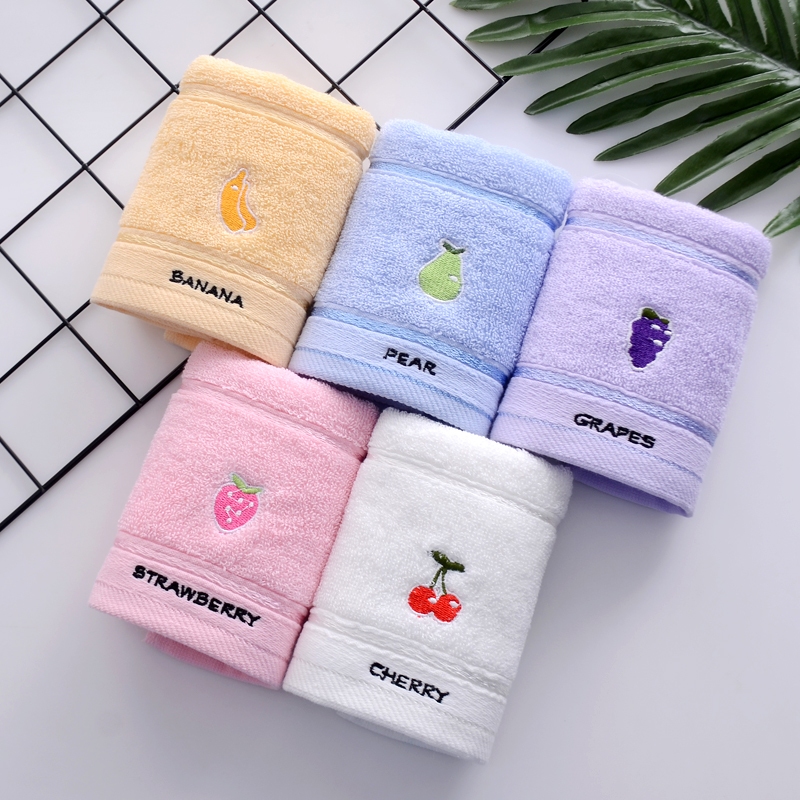 Khăn Mặt Cho Bé Thêu Họa Tiết Trái Cây Size 25x50cm, Chất Liệu Cotton Cao Cấp,Thấm Hút Tốt A162